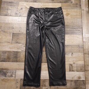 Joie Black Faux Leather Pants Women's Size‎ 14 Altered Hem 28" Inseam